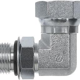 Brennan Industries 6901-06-04-NWO-FG Forged Steel 90 Degree Elbow Tube Fitting, 9/16"-18 SAE ORB x 1/4"-18 NPSM Thread, 3/8" Male Adjustable O-Ring Boss x 3/8" Female NPTF Swivel-image-57
