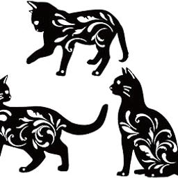 MERISHOPP 3X Cat Metal Decorative Garden Stakes Iron Yard Art Decor for Backyard Patio-image-18