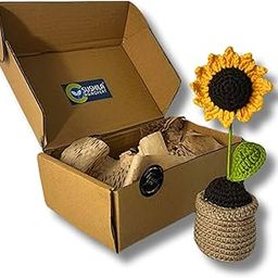 SUSHILA AGROFERT Handmade Crochet Sunflower Home Decor, Daisy Knitted Potted Plants Seed Trays Kit 126 Cavity Set of 10 Seedling Trays for Seed Growing-picture-35