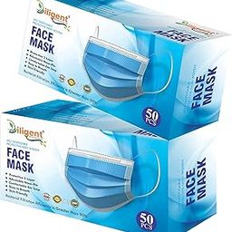 Diligent- We Care For your Life Non Woven Ultrasonically Sealed With Nose Pin and Soft Earloop Disposable Three Layer Disposable Pollution Face Mask For All-image-18