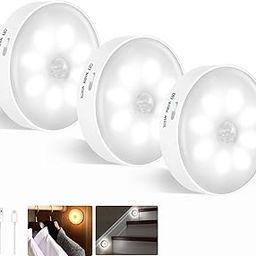 Motion Sensor Lights Indoor, Warm/Cool White Smart Stair Lights USB Rechargeable Battery LED Magnetic Night Light for Stairs, Bedroom, Closet, Kitchen, Hallway, Cabinet, 3 Pack-12