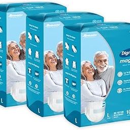 Dignity Magna Adult Diapers Tape Style - 30 Count (Large) with Extra Absorbent Core, Wetness Indicator, Waist Size 38" - 54", 10 Pcs/Pack (Pack of 3)-image-32