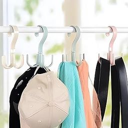 JIALTO 4 PCS Multi-Function 360 Degree Rotatable 4 Claw Hook Closet Hanging Organizer Hangers for Closet Organizer, 360 Degree Rotating Closet Clothes Hangers with 4 Claws (Multicolor)-73
