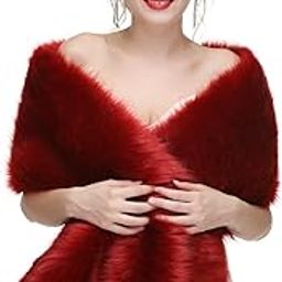 Faux Fur Shawl Wrap Stole Shrug Winter Bridal Wedding Cover Up-image-35