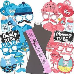 Wobbox Baby Shower Decoration Items| Baby Shower Photo Booth Props for Photoshoot, Mom to Be Satin Sash Daddy to Be Decoration, Godh Bharai Decoration Kit-(FP428)-image-43