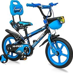 HI-FAST 14 inch Sports Kids Cycle for Boys & Girls 2 to 5 Years with Training Wheels (95% Assembled) (Blue)-13