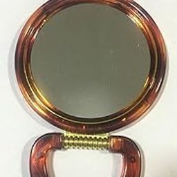 Compact Plastic Round Portable Beauty Makeup Magnifying Stand Mirror(Brown)-16
