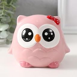 SATYAM KRAFT 1 Piece Owl Polyresin Piggy Bank, Kids Coin Box Gullak, Coin Holder Showpiece for Rupees Saving, Coin Storage Box for Girl,boy, Adults-Money Kilona ATM for Gifting,Birthday (Pink)-17