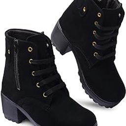 Women's Boots | Synthetic Velvet, Trendy, Comfortable, Zipper & Lace Up Boots for Women's & Girls Casual, Outdoor and Holiday Outings-image-81