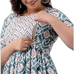 Women's Printed Pure Cotton Maternity Kurtis/Gown|Style -331 Women's Maternity Kurtas-image-56