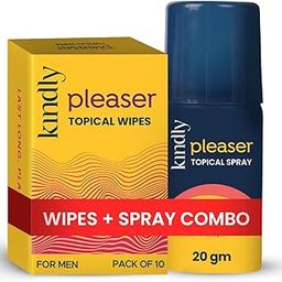 Kindly Pleaser Delay/Topical Wipes (Pack of 10) and Spray (20 Ml) Combo Pack/Bundle | Alcohol Free Wipes | Fast Acting & Prolong Fun | Easy To Use & Easy To Carry | Non Transferrable-picture-27