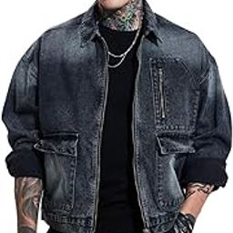 Men Casual Jacket | Relaxed Fit Full Sleeve Classic Collar Washed Pattern | Premium Cotton Blend & Zippered Closure with Multiple Pockets for Everyday Wear-image-5