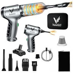 VIVIDUS Handheld Vacuum Cordless, 15000PA Car Vacuum Cleaner High Power, Small Vacuum Cleaner & Blower Portable, 4-in-1 Versatile Rechargeable Handheld Vacuum for Car, Home, Pet Hair Cleaning, White-image-15