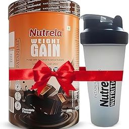 Nutrela Weight Gainer Powder - 500 gram, Chocolate Flavour with Free Shaker Bottle | 20g Protein, 66.8 Carbs, 13 Vitamins & 12 Minerals with Khandsari Sugar | Ideal for Athlete, Men, Women & Kids above 10 Year-25