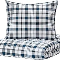 IKEA SPIKVALLMO Duvet Cover and Pillowcases, Wrinkle Resistant, White/Blue/check, 240x220/50x80 cm (94x87/20x32 ")-image-83