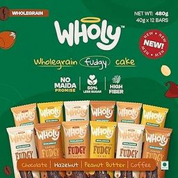 Wholy All in One Center Filled Eggless Cake | Baked with Jaggery | No Maida | No Palm Oil | No Preservatives | High Fiber | Low Cal | Wholegrain | Moist Snack | Pack of 40g x 24 Assorted | Belgian Chocolate | Vanilla | Red Velvet Cake-6