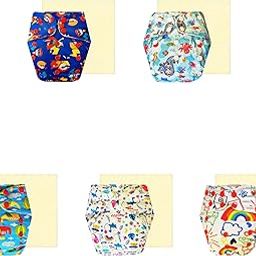 Dumbledo Premium Cloth Diaper with Magical Super Absorbent Natural Socker | Reusable & Washable | 3 Months–3 Years, Combo of 5 -BH-BM-BS-WS-WD-10