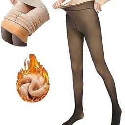 Cotson Women's Warm Fake Translucent Fleece Lined Dual Tone Skin Winter Thermal Pantyhose Leggings Opaque High Waisted Stretchy Tight Stocking-image-25