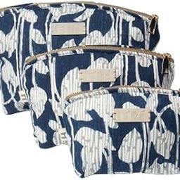 THE F.A.R STORE Nature's Canvas Cotton Blue Utility Pouches | Hand Block Printed | Block Printed Lining | Set of 3| 11 x 8.5 | 9 x 7| 7.5 x 5.5 inch| (C0005)-8