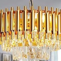SSGR Modern K9 Gold 3-Tier Round Crystal Chandelier Ceiling Light Fixture for Living Room 3 Colors Led Plate Included Warm White Moon Light Golden Lights (Full Gold Mamba_3, 300 mm)-13