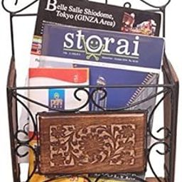 f.a.a Enterprises Wooden Wall Hanging, Mounted Magazine Holder & News Paper Holder Wooden & Wrought & Iron Book Shelves Stand-image-4