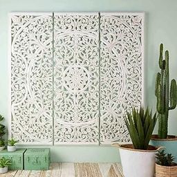 Aafiyat Decorative & Hand Crafted Antique Finished Wooden Wall Panels Wooden Designer Wall Hanging Plaques Wall Plaque Wall Décor Living & Bd Room Decor (White, 30 X 30 Inch, Medium)-image-11