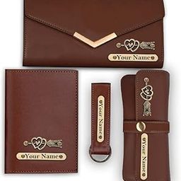 Ladies customised 4-in-1 leatherite Combo Wallet, Eyewear case, Keychain and Passport Cover with Your Name- Laser GURU-image-92