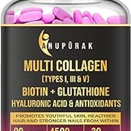 Collagen Complex (Type I, III & V) with Biotin, Hyaluronic Acid, Glutathione & Probiotics | Skin, Hair & Joint Support | Collagen and Glutathione Supplement | 90 Tablets-4