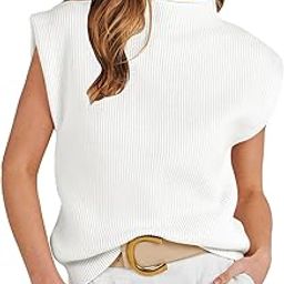 Women's Mock Neck Sleeveless Sweater Vest Casual Cap Sleeve Knit Pullover Tank Tops 2025 Spring Summer Clothes-image-25