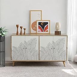 Kraft Bazaar Ranthambore Sideboard Cabinet | Sideboard Cabinet for Living Room | Solid Wood Sideboard | Finish- Natural and White-image-46