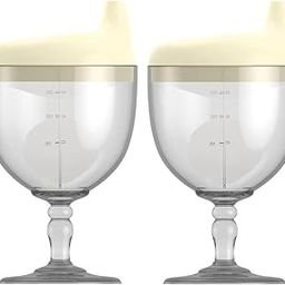 Zebroc Goblet Sippy Cups, Spill Plastic Wine Glass Children's Cup, Baby Learning Cup Anti-Fall Beverage Mug for Retrun Gift Milk Bottle with Lid for Kids(150 ML) (2, Yellow)-image-0