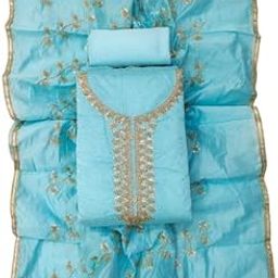Women’s Banarasi Chanderi Embroidered Unstitched Dress Material with Shantoon Bottom & Zari Dupatta | Pakistani Suit-image-82