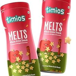 Timios Melts Wholegrain Preservative Free Teething Puffs for Kids, Apple & Cinnamon, No Maida, Not Fried, Rich in Iron, Fiber, Travel Friendly, Healthy Snacks for Kids, Snacks Combo,Pack of 2,50g Each-image-88