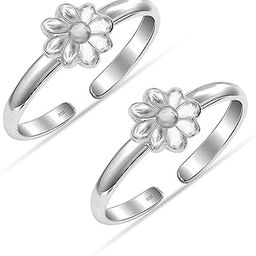 925 Sterling Silver Toe Rings for Women | BIS Hallmarked Floral Design Womens Toe Ring Summer Beach Jewelry | Small Jewellery Gift for Her-image-49