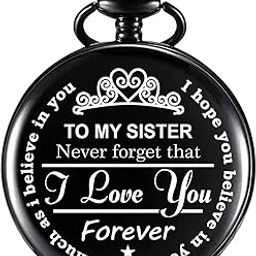 Vintage Gandhi Style Pocket Watch with Engraved Designs & Messages Royal Black Analog for Men Women & Kids Includes Key Ring for car or Bike Keys Ideal Gift-71