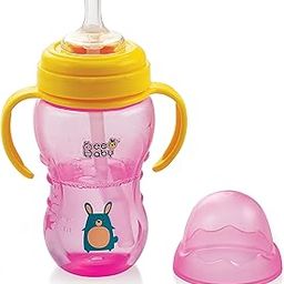 BEEBABY No-Spill Flexi Straw Cup for 1 + Year Old, 100% BPA Free Baby Sipper Bottle with Detachable Handle, Silicone Flex Straw Sippy Cup for Infant/Toddler, 240 ml / 8 oz (Pink, 12M+)-image-51
