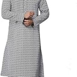 Navy Blue Cotton Regular Fit Printed Kurta Mandarin Collar Long Sleeves-image-3