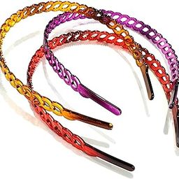 Simple Plastic Elastic Hair Bands Wavy Hair Comb Headband Teeth Shine Hairband Hoop Hair Accessories For Girls, Women (Multicolor) Set of 3-29