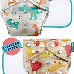 Advanso Leakage-proof cloth diapers for babies, high absorbent 2 reusable diaper 2 insert pad combo pack washable cloth diaper free size 5-18kg baby adjustable pocket cover 30-21