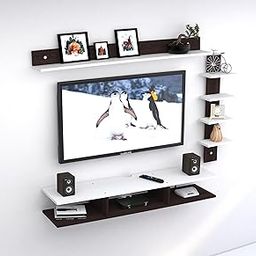 Redwud Hazel Engineered Wooden Wall Mounted TV Unit/TV Entertainment Unit for Living Room (Wenge/White) - Ideal for Upto 50 (D.I.Y)-image-4