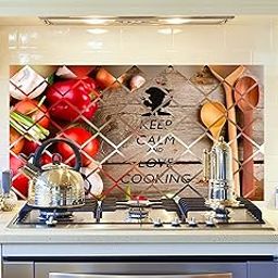 DivineDesigns™ Keep Calm & Love Cooking Kitchen Sticker, Tile Sticker 30 X 18 Inches, Multicolour-image-7