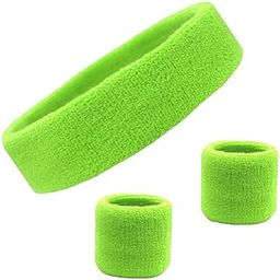PRASH Sports Headband and Pair of Wristband (5 Inch) (Black) Sport Sweat Band Workout Tennis Cycling Gym Football Cricket-image-84