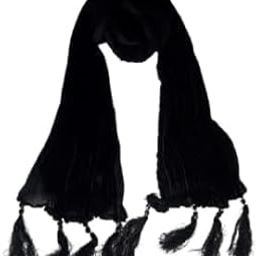 Plain Silk Stole Black Color for Men, 250 x 20 cm-picture-20
