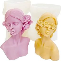 RKPM HOMES Close Eyes and Blind Woman Body Shape Candle Molds I 3D Fondant Silicone Bust of Girl Wax Mould I for Handmade Ornament Aromatherapy Plaster, Soap, Resin Casting, Art Craft Making Tools - 2Pcs-image-14