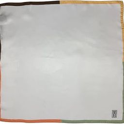 White with Multicolor Four-Corner Border Italian Silk Pocket Square for Men-image-10