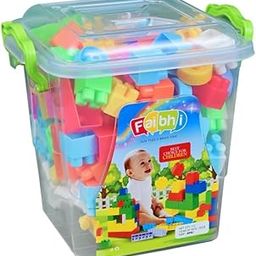 Faibhi_100pcs Building Block Set with Storage Container. Fun DIY Toy for Kids |Educational & Creative Learning Toy | Puzzle Assembly Shapes | Durable, Multicolored Toy Set for Kids of +3 Years.-1