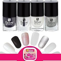 ForSure® Trendy Premium Quick Dry Gel Nail Polish Combo Pack of 4 (5ml Each) (Transparent ,White ,Black ,Silver)-image-62