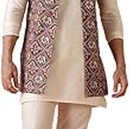 Mens Kurta Jacket Trouser Set|Cotton Blend Fabric Printed Pattern Mens Ethnic Wear|Regular Fit Mandarin Collar Long Sleeves-picture-18
