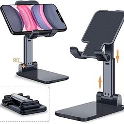 HOLD UP Adjustable Cell Phone Stand, Foldable Portable Phone Stand Phone Holder for Desk, Desktop Tablet Stand Compatible with Mobile Phone/iPad/Tablet (Black)-31