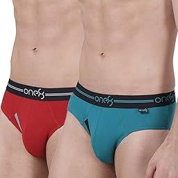 Men's Cotton Brief (Pack of 2) (205F_Brick Red/Sea Green_Medium_Brick Red/Sea Green_M)-5